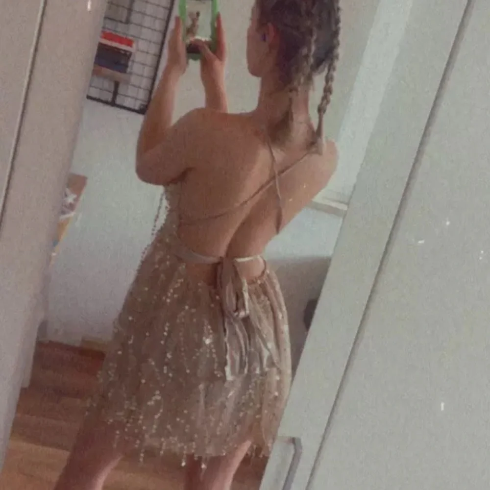 Gold Sequin Tassel Party Cocktail Halter Dress - Picture 12 of 12